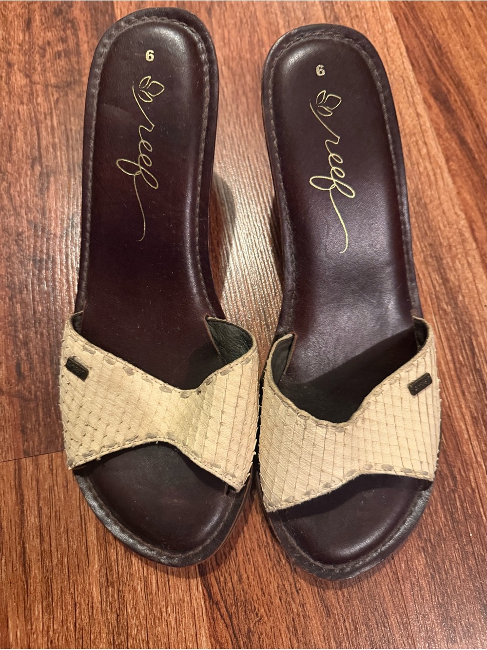Reef Women's Beige Slip-On Woven Wedges